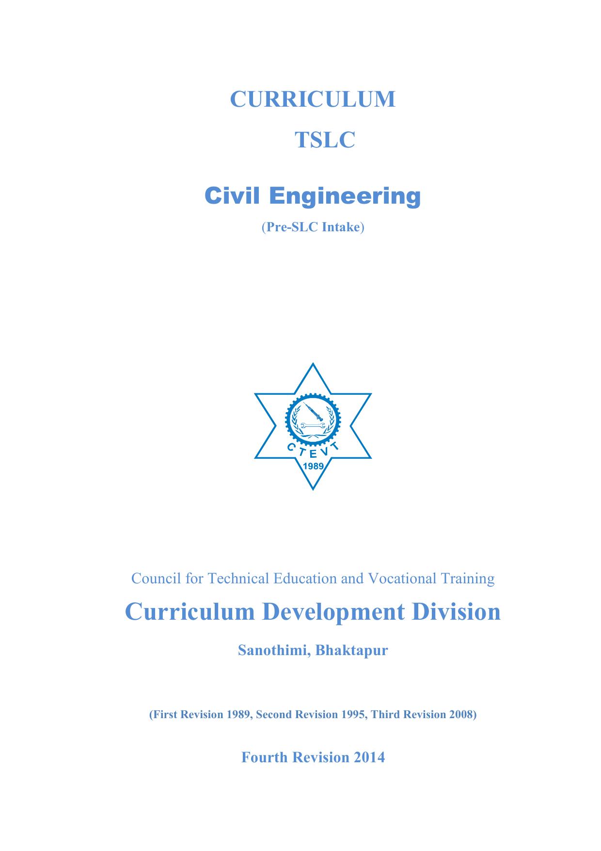 TSLC in Civil Engineering Pre SLC, 2014